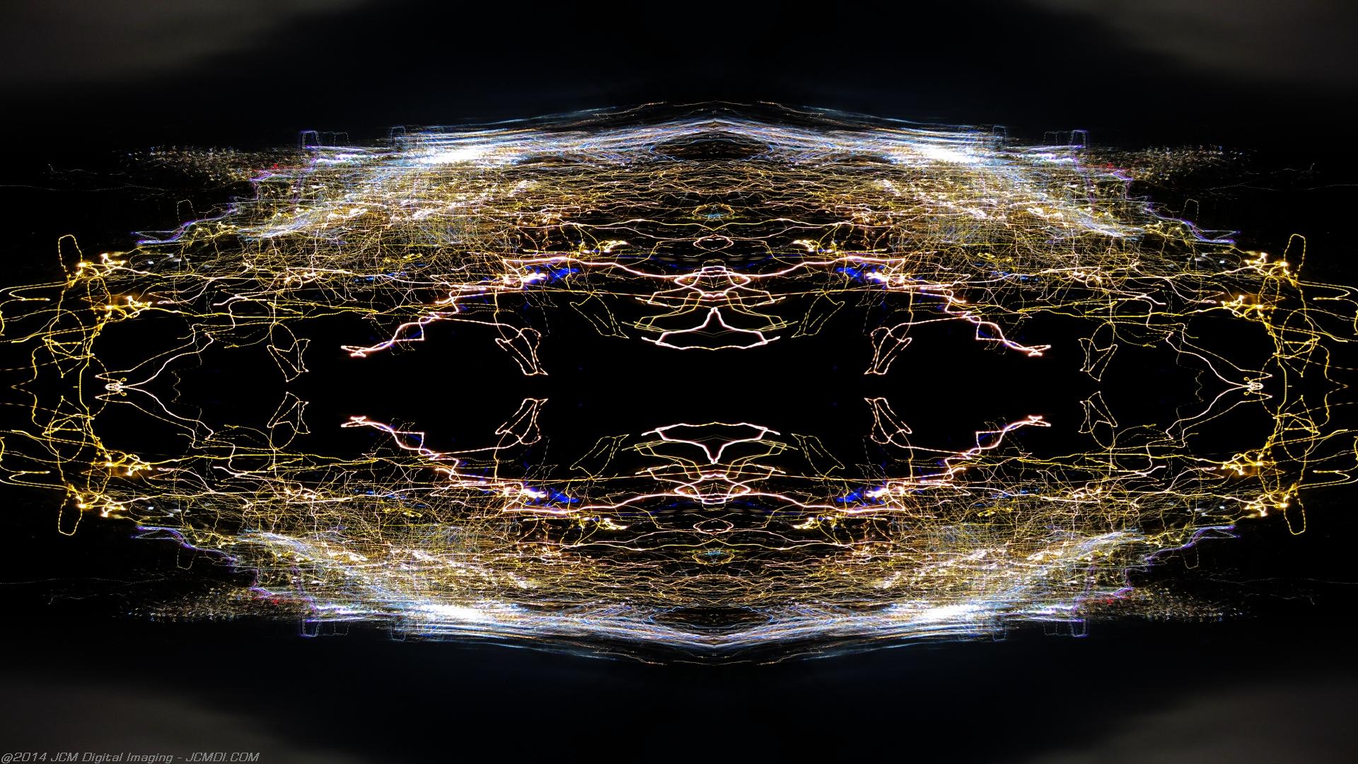 Abstract quadroscopic artwork made from long exposure night images